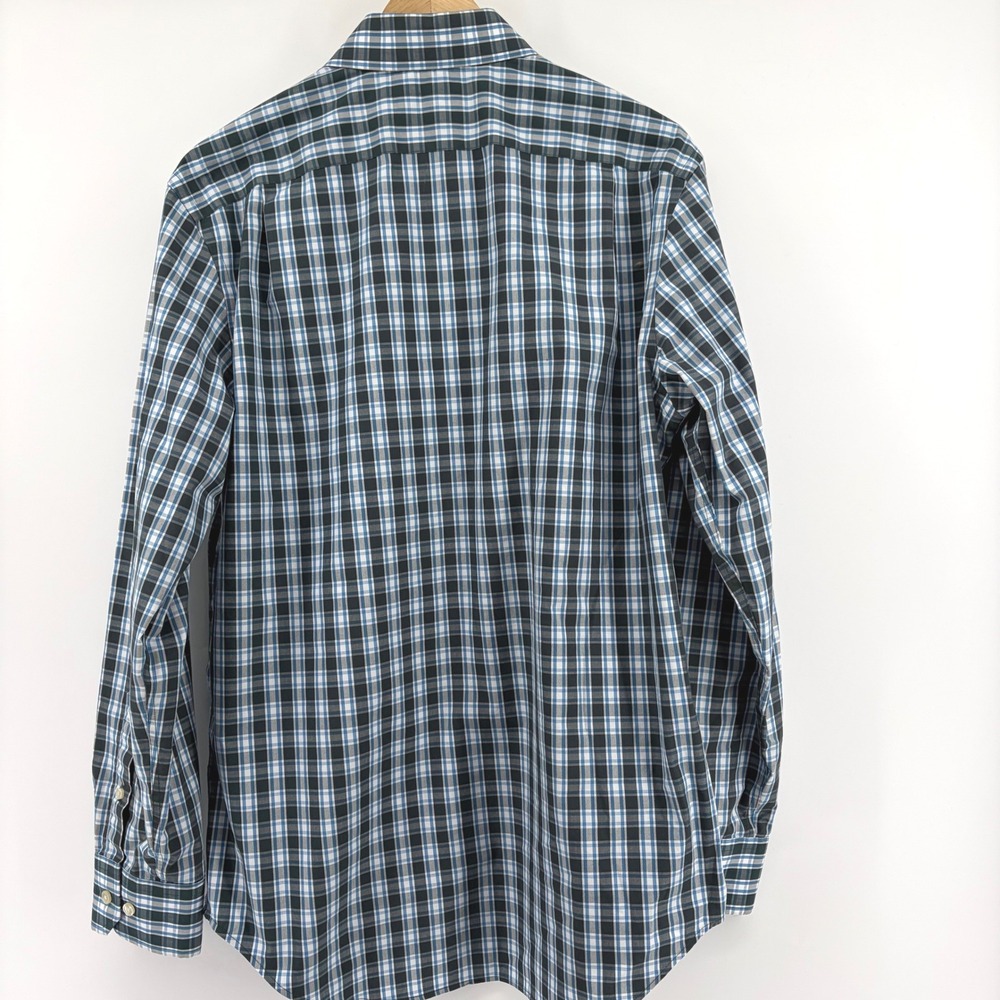 Banana Republic Mens Tailored‎ Fit Non Iron Plaid Shirt Blue Black L 16-16.5 - Picture 4 of 10